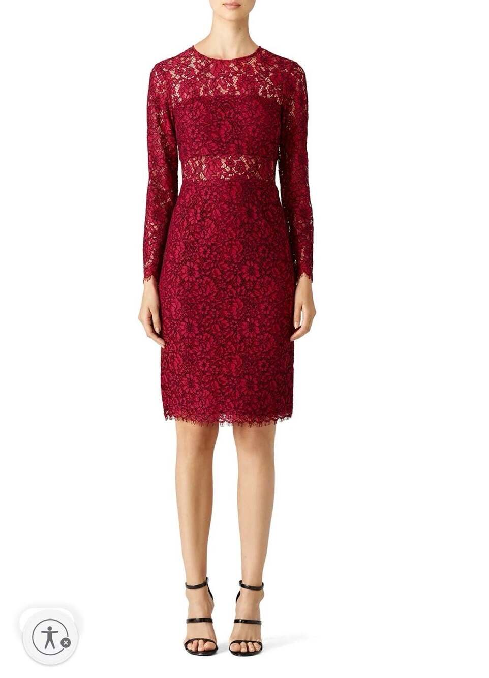 Shoshanna Garnet Illusion lace sheath dress sz 6 Retail $385